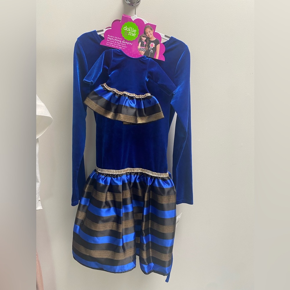 Dollie & Me Holiday/formal marching dress. Blue velvet material.